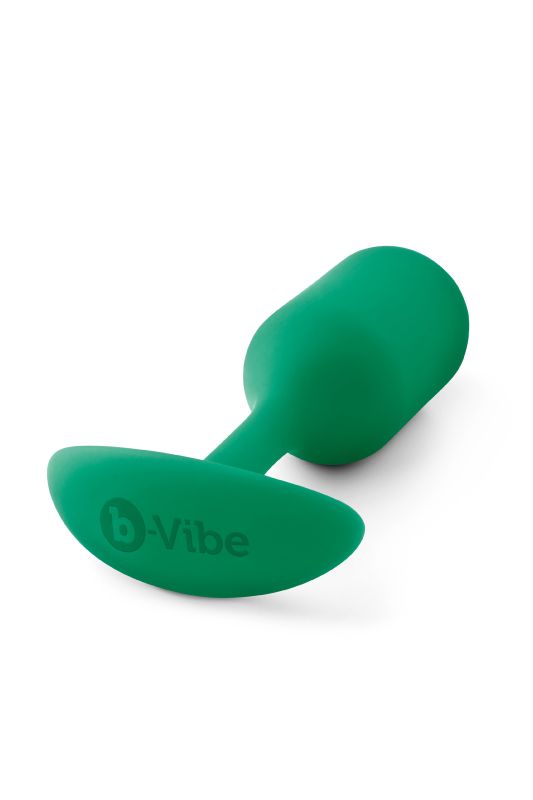 Анальна пробка із зміщеним центром ваги B-Vibe Snug Plug 2, силіконова, зелена вид 4