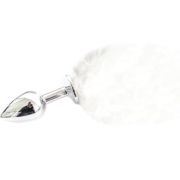 Анальна пробка з хвостиком S, біла, 6 х 2.5 см