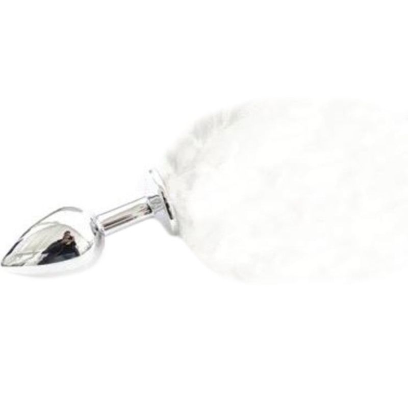 Анальная пробка с хвостиком S, белая, 6 х 2.5 см вид 2