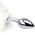 Анальная пробка с хвостиком S, белая, 6 х 2.5 см вид 3