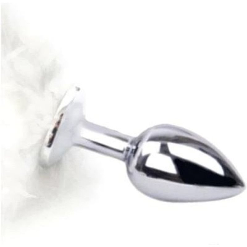 Анальная пробка с хвостиком S, белая, 6 х 2.5 см вид 3