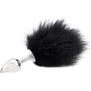 Анальна пробка з хвостиком S, чорна, 6 х 2.5 см