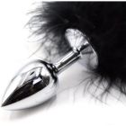 Анальная пробка с хвостиком S, черная, 6 х 2.5 см вид 3