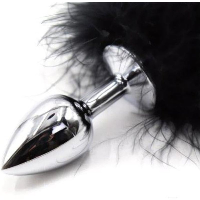 Анальная пробка с хвостиком S, черная, 6 х 2.5 см вид 3