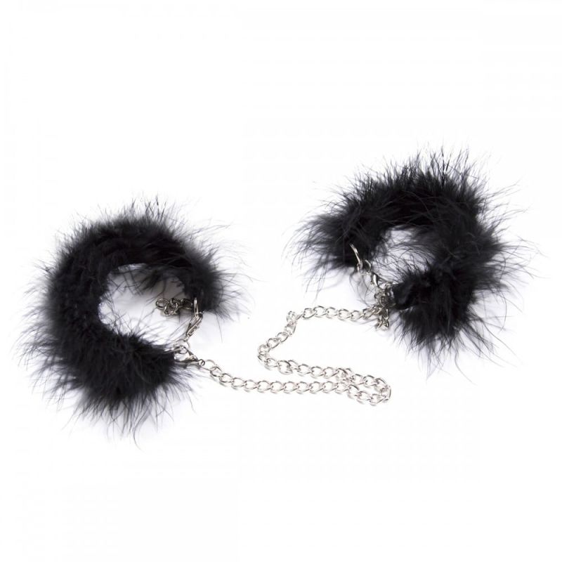 Наручники з натурального пера на срібному ланцюжку вид 2