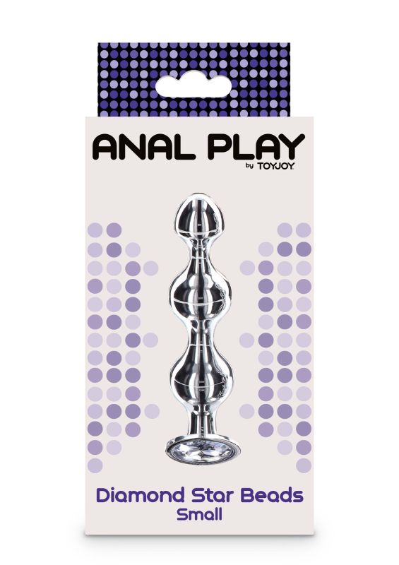 Анальная елочка металлическая с кристаллом Toy Joy Anal Play Diamond Star Beads, Small вид 6
