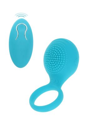 Вибро-эрекционное кольцо с рельефным стимулятором Toy Joy с дистанционным пультом голубое, 8.2 х 3.5