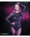 Боді в дрібну сітку зі стразами California Exotic Long Sleeve Bodysuit чорний, One Size