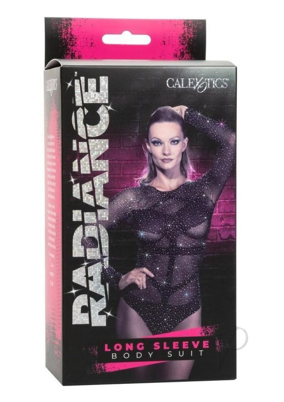 Боді в дрібну сітку зі стразами California Exotic Long Sleeve Bodysuit чорний, One Size вид 6