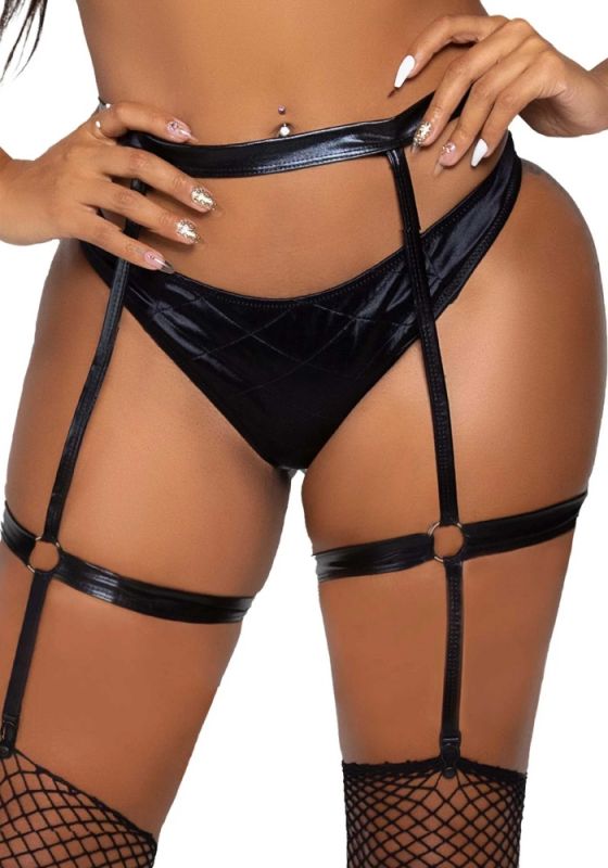 Пояс для чулок сексуальный с гартерами One Size Leg Avenue Money Maker, черный вид 2