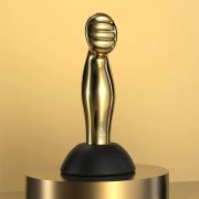 Масажер простати металевий золото з вібрацією Lockink