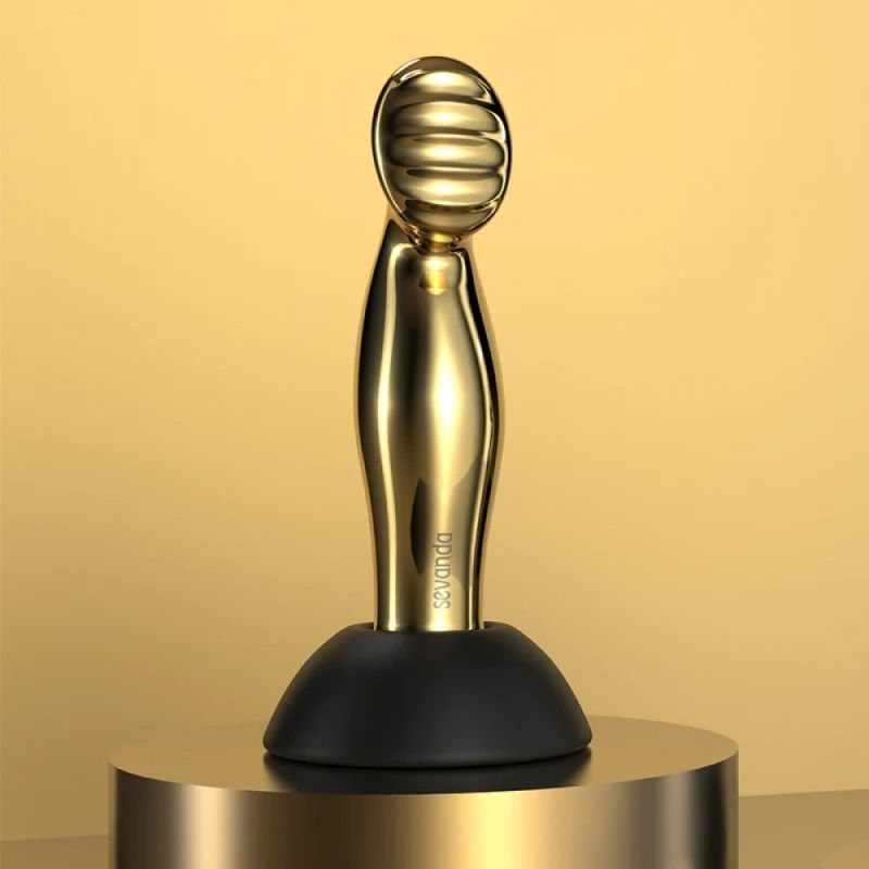 Масажер простати металевий золото з вібрацією Lockink вид 2