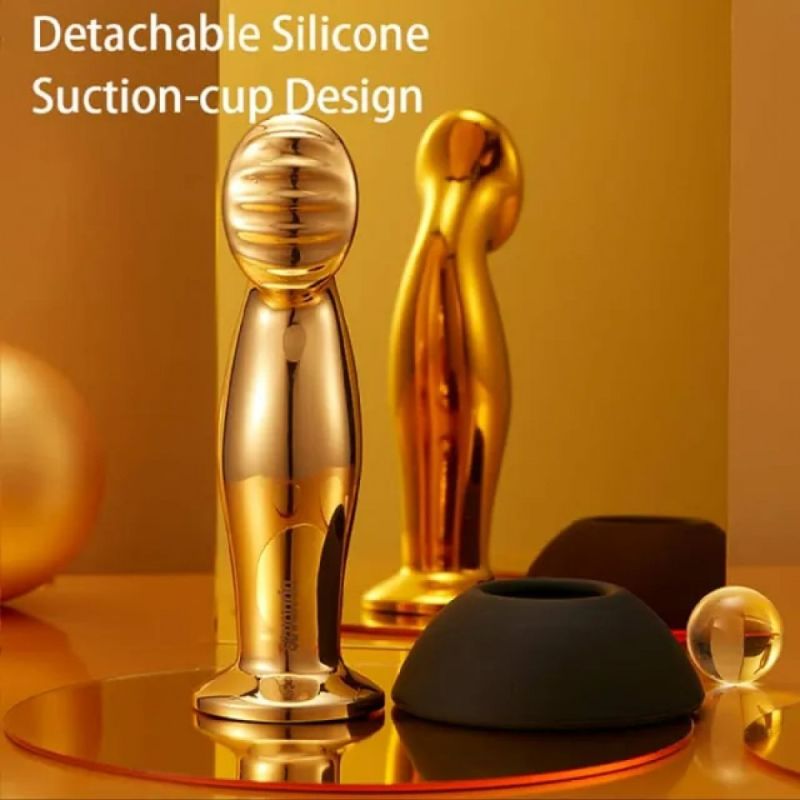 Массажер простаты металлический золото с вибрацией Lockink вид 5