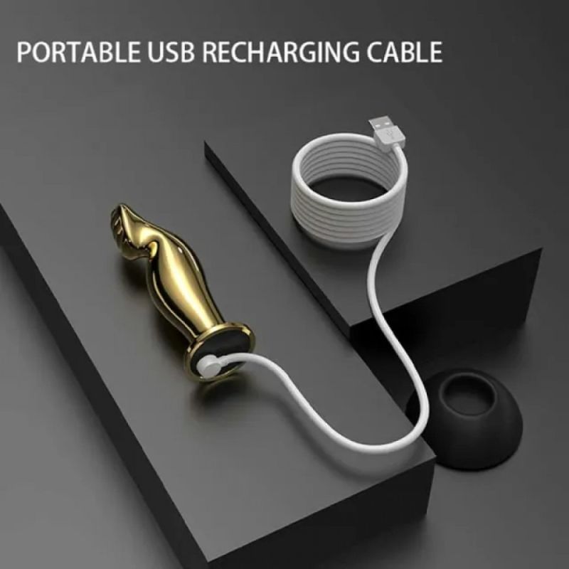 Массажер простаты металлический золото с вибрацией Lockink вид 6