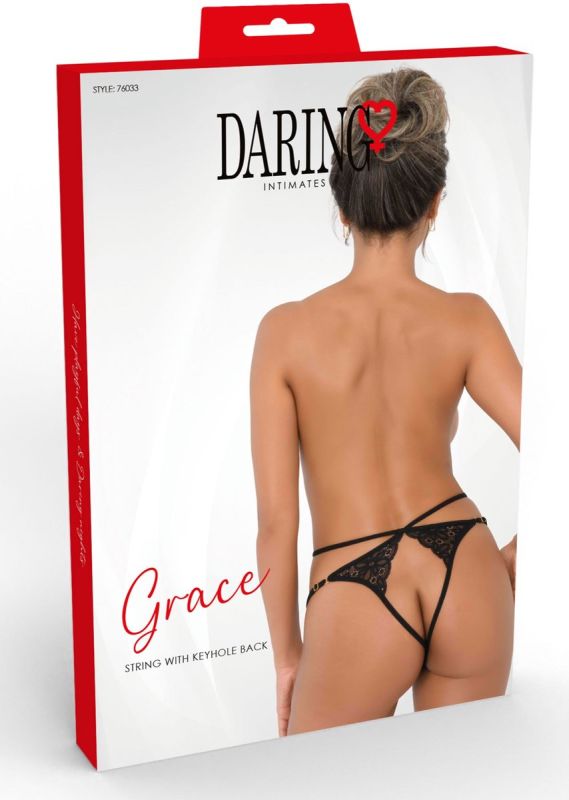 Трусики кружевные с интимным вырезом S/M Grace Daring Intimates, черные вид 7