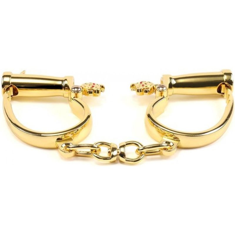 Наручники с короткой цепочкой , металлические, золотые вид 4