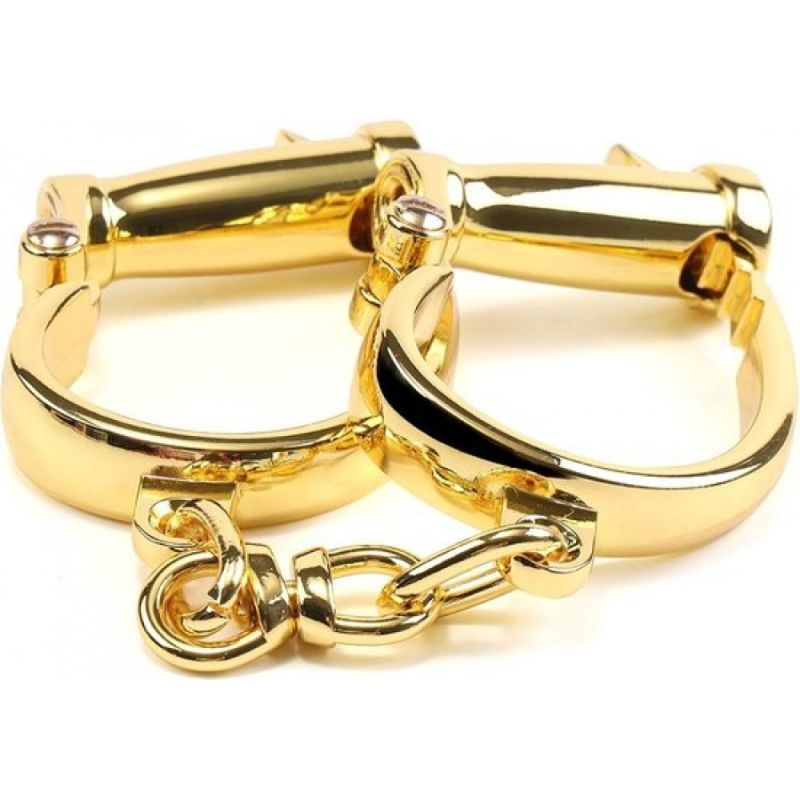 Наручники з коротким ланцюжком, металеві, золоті вид 6