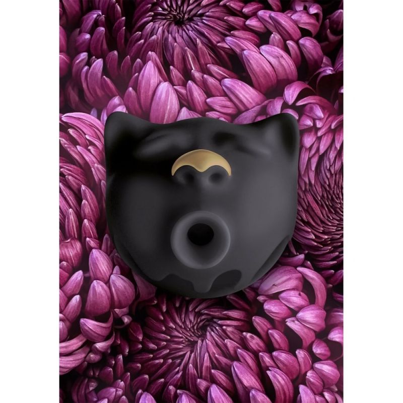 Вакуумный стимулятор клитора в форме кота Gcat Gvibe, силиконовый, черный вид 4