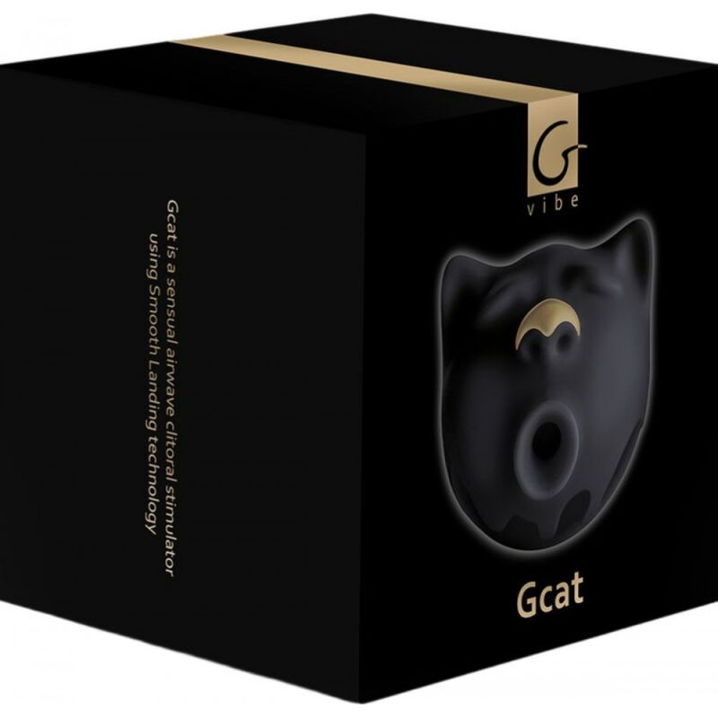 Вакуумний стимулятор клітора у формі кота Gcat Gvibe, силіконовий, чорний вид 7