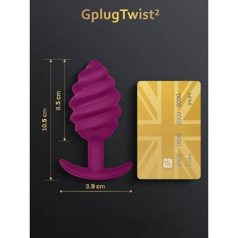 Анальная пробка рельефная Gvibe Gplug Twist 2 фиолетовая, 10.5 х 3.9 см вид 7