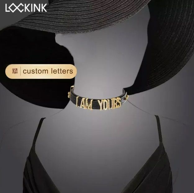 Ошейник с надписью SMD, кожа Lockink вид 4