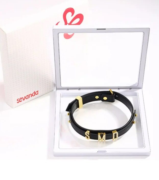 Ошейник с надписью SMD, кожа Lockink вид 8
