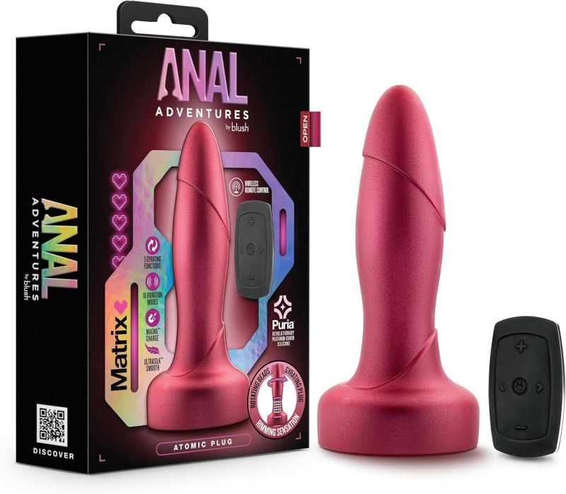 Анальная пробка с вибрацией и пультом Blush Anal Adventures Matrix, красная вид 2