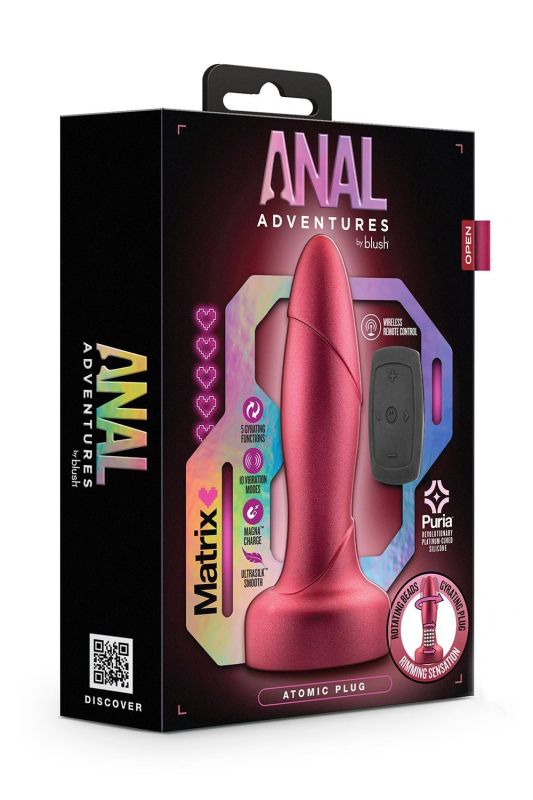 Анальная пробка с вибрацией и пультом Blush Anal Adventures Matrix, красная вид 6