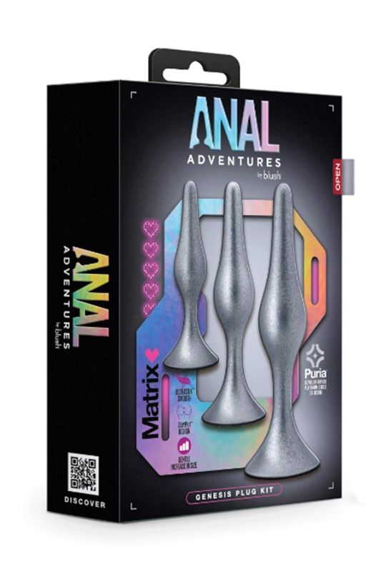 Набір анальних пробок Blush Anal Adventure срібний, 3 шт. вид 6