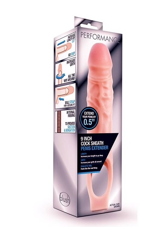 Насадка на член удлиняющая реалистичная Blush Performance бежевая, 16.5 х 3.8 см вид 4