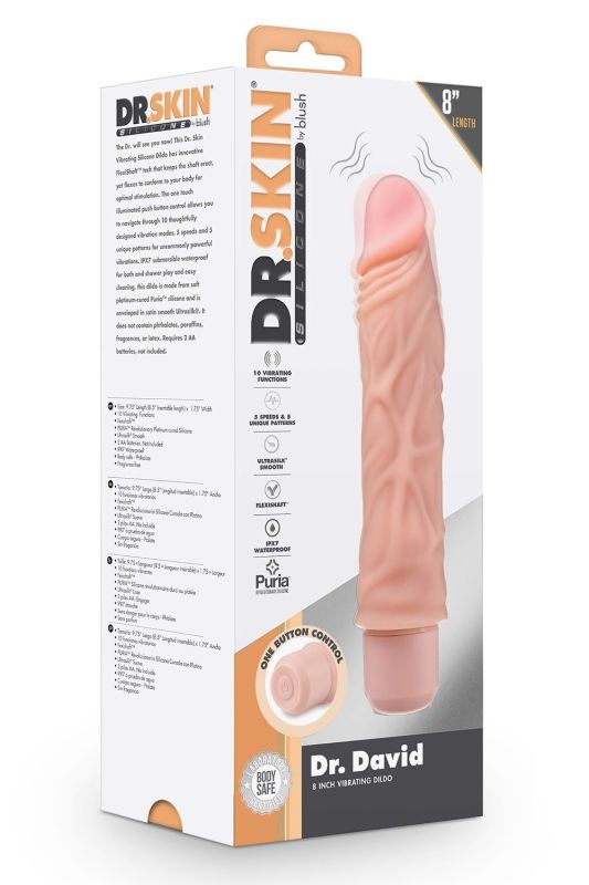 Вібратор реалістичний Blush DR. SKIN Dr.David 21,5 см тілесний вид 7