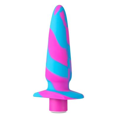Анальный виброплаг Avant Vibrotize Fuchsia розово-голубой, 12.7 х 3.1 см