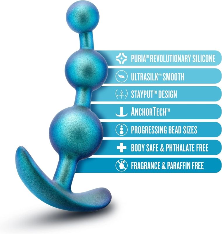 Анальная елочка Blush Anal Adventures голубая, 13.3 х 3.2 см вид 9