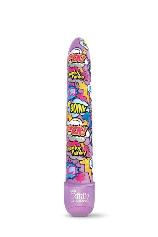 Вібратор нереалістичний з яскравим принтом Prints Charming Global Novelties, фіолетовий, 17.7 х 2.5 см вид 2
