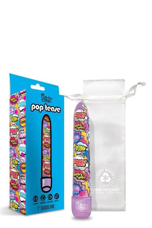 Вибратор нереалистичный с ярким принтом Prints Charming Global Novelties, фиолетовый, 17.7 х 2.5 см вид 4