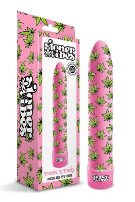 Вибратор нереалистичный с принтом Stoner Vibes Global Novelties, розовый, 20.3 х 3.8 см