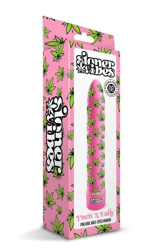 Вібратор нереалістичний із принтом Stoner Vibes Global Novelties, рожевий, 20.3 х 3.8 см вид 5