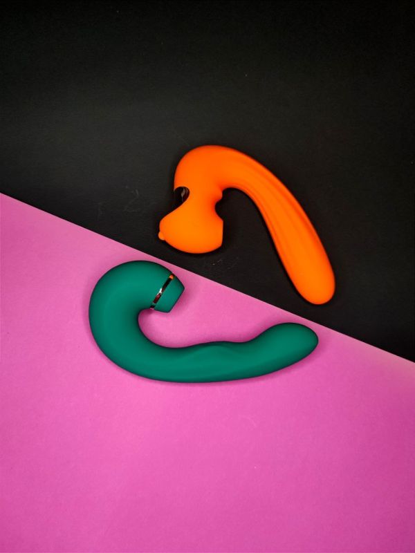 Вибратор двойной стимуляции Chisa Kissen Siren с вакуумом и вибрацией, зеленый вид 9