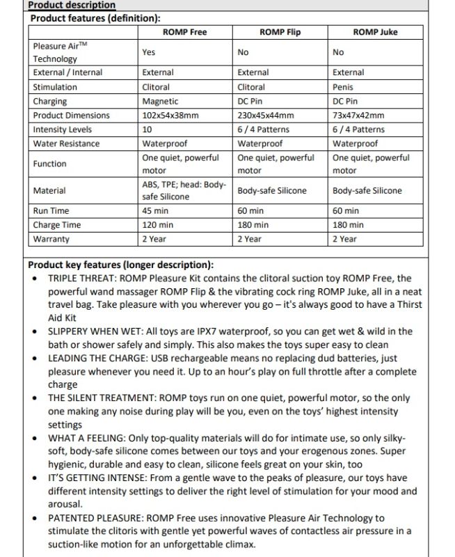 Набор секс-игрушек для пары Romp Pleasure, 3 игрушки вид 25