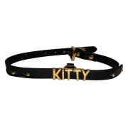 Чокер з написом KITTY від UPKO з італійської шкіри, чорний із золотою фурнітурою