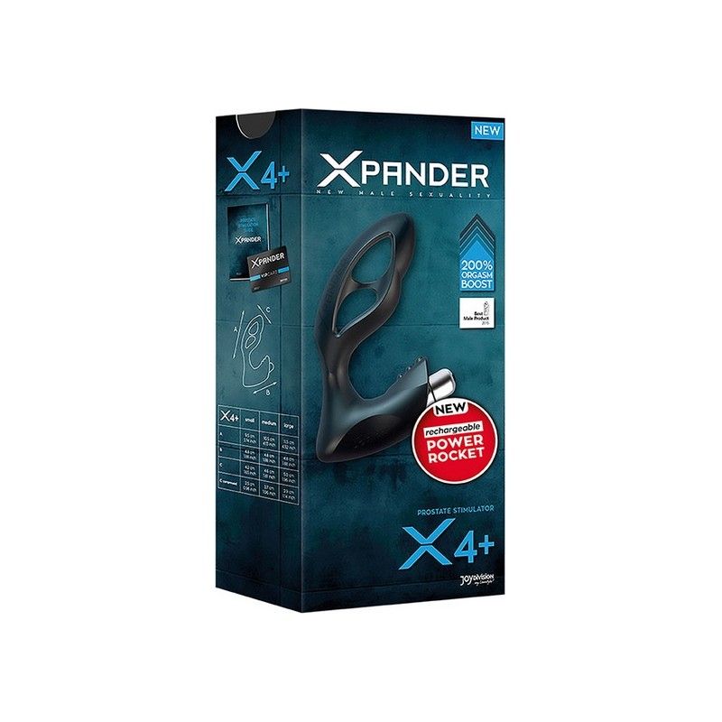 Масажер простати JoyDivision XPANDER X4+ rechargeable PowerRocket, чорний, розмір S, 9.5 см вид 5