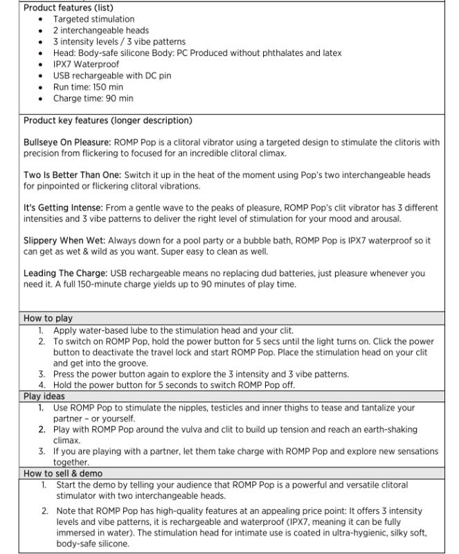 Вибратор для клитора с двумя насадками Romp Pop, красный, 14.3 х 2.4 см вид 14