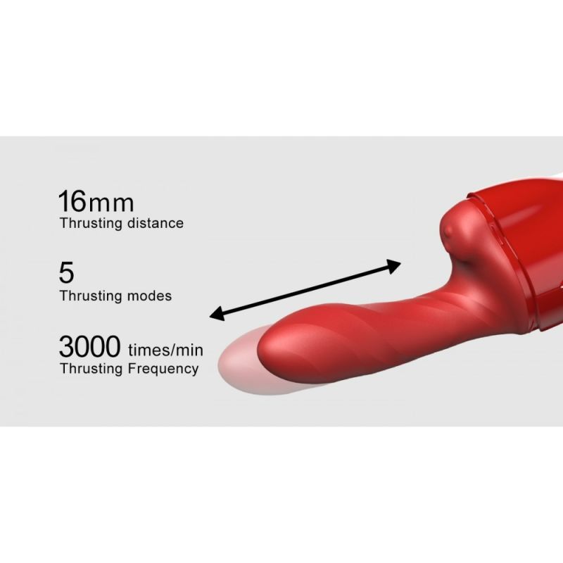 Вибратор трансформер с вращением, фрикциями и подогревом Qingnan No.9, красный вид 13