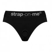 Трусики для страпону, XL, Strap-On-Me кільцеве кріплення, з відритими сідницями, чорні