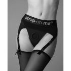 Трусики для страпона, XXL, с подвязками для чулок Strap-On-Me черные вид 2