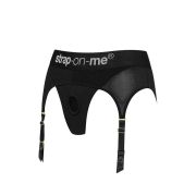 Трусики для страпону, XXL, з підв'язками для панчох Strap-On-Me чорні