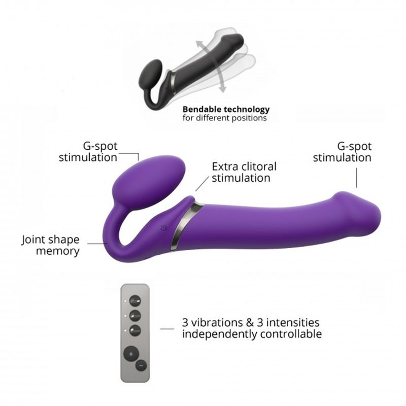 Безремневий страпон з вібрацією, Strap On Me-Strapless Vibrating, фіолетовий, 19 х 3.7 см вид 6