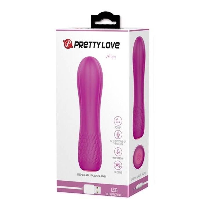 Мини-вибратор Pretty Love Alice, ребристый, розовый, 12 х 3 см вид 9