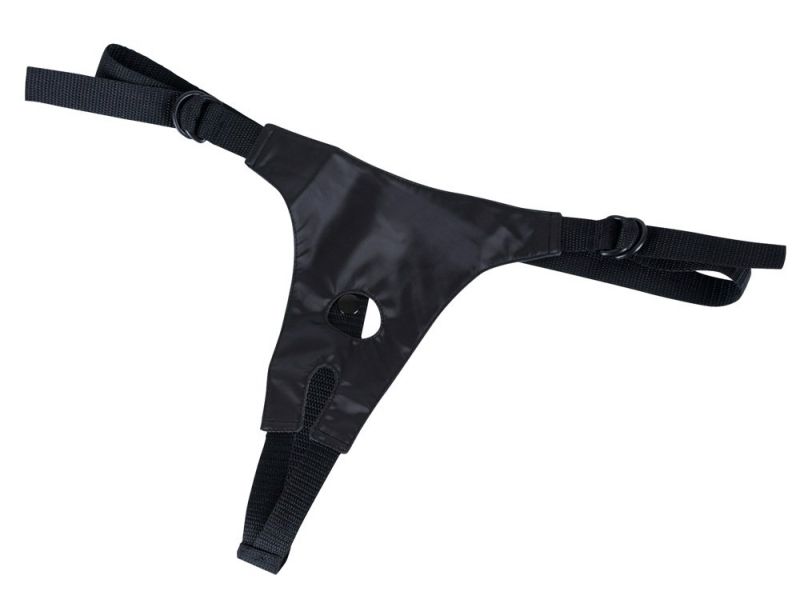 Страпон You2Toys з трьома чорними рельєфними насадками вид 3