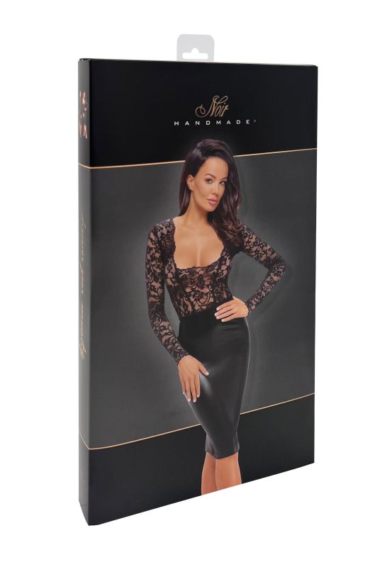 Плаття, F295 Noir Handmade Euphoria з мереживним верхом, вінілове, чорне, розмір M вид 8